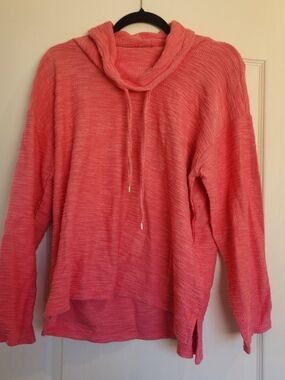 Jones New York Redish Pink Cowl Neck Hoodie Sweater M Euc